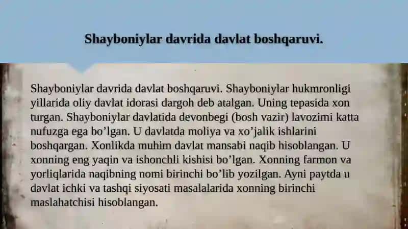 Buxoro xonligida Shayboniylar sulolasi hukmronligining oʻrnatilishi 3