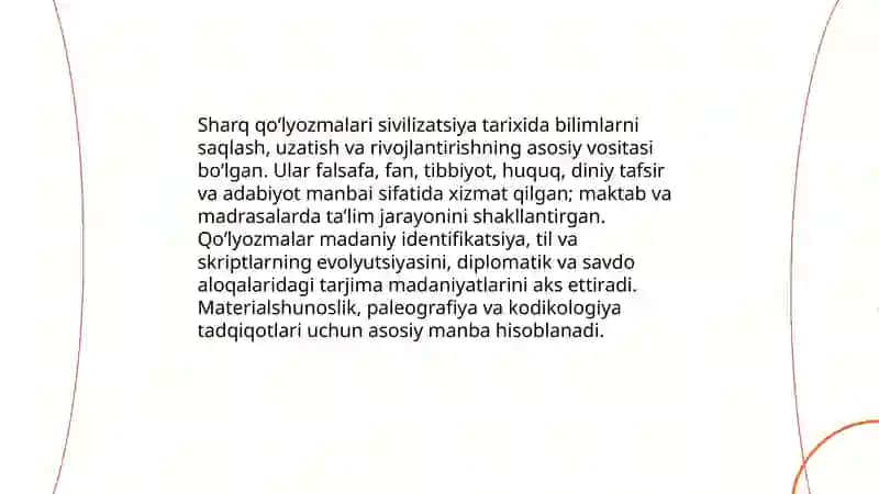 Sharq qo'lyozmalari va uning sivilizatsiya tarixidagi o'rni 3