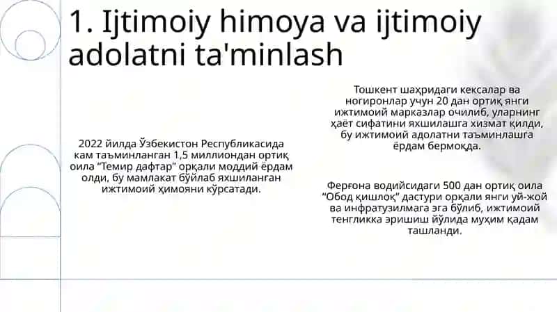 O'zbekiston Respublikasida ijtimoiy sohadagi islohotlar 3