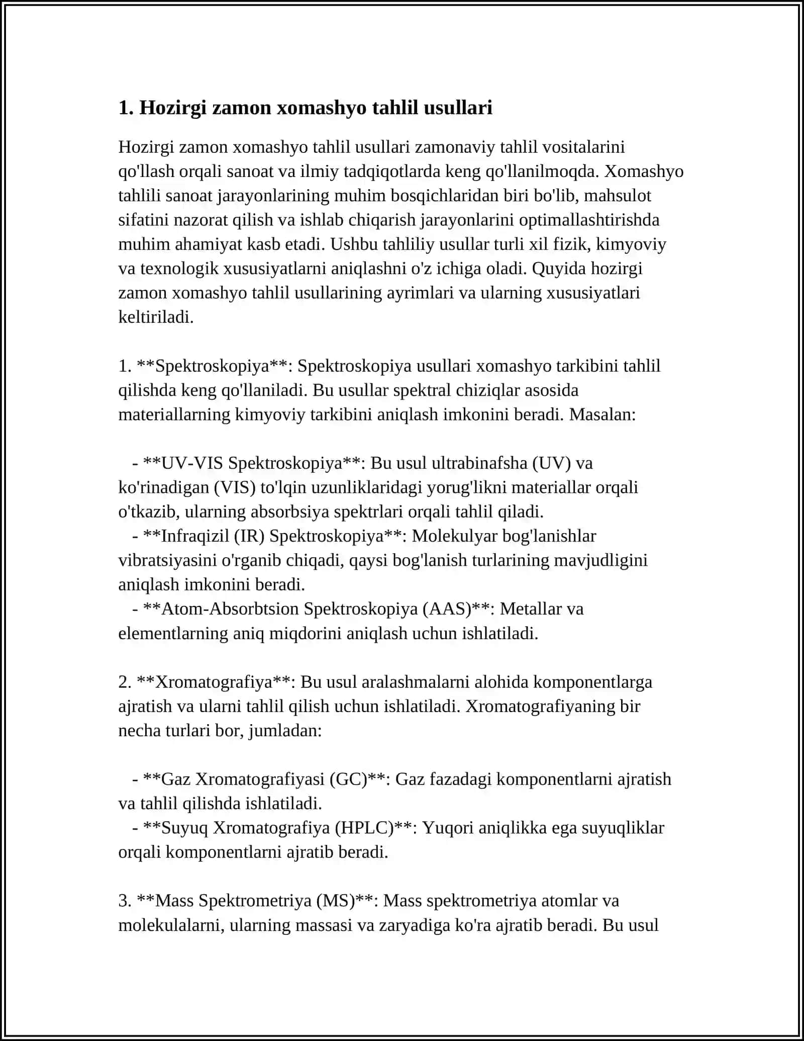HO‘L VA QAYTA ISHLANGAN XOMASHYO VA MAHSULOTLARNI TAHLIL QILISH 3