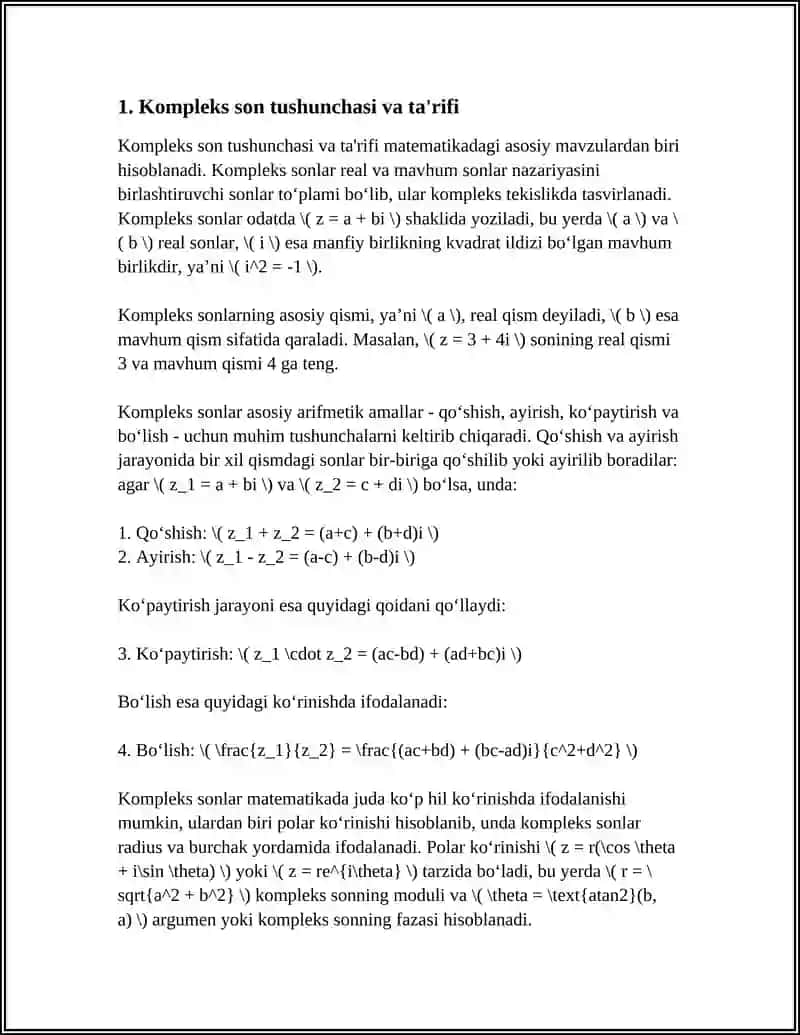 Kompleks son haqida tushincha 3