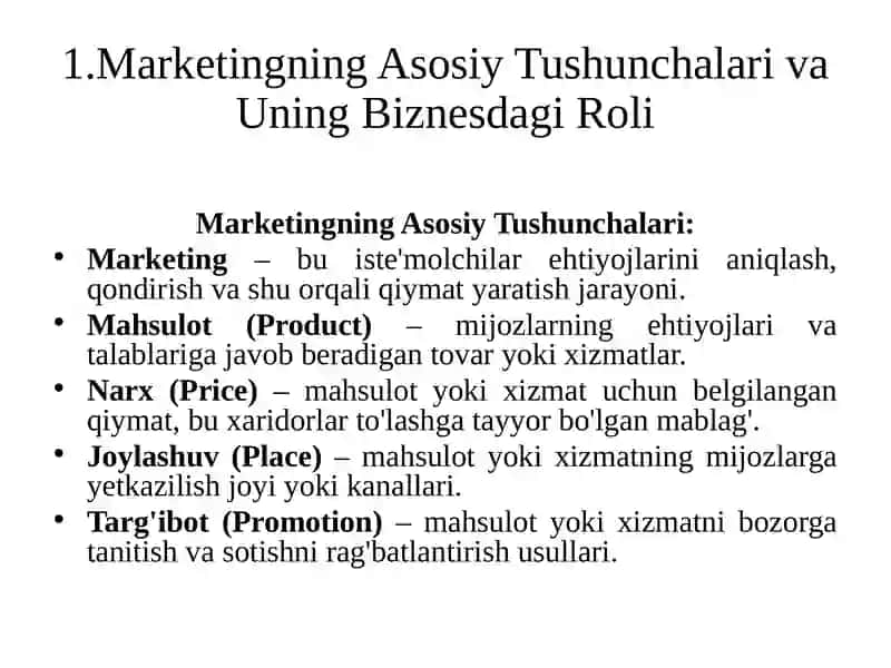 Zamonaviy Marketingning Asosiy Tushunchalari 3