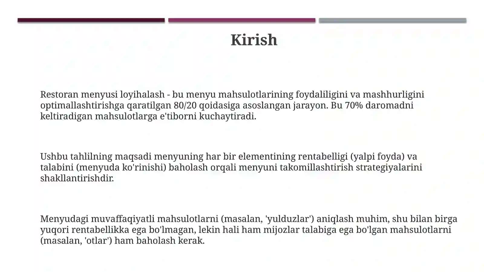 Restoranda menyu injinerligi foyda va talab tahlili 3