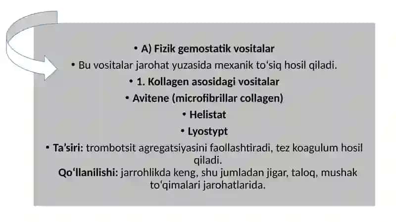 Mahalliy  gemostaz  uchun  zamonaviy dori  vositalar.  Qon  o‘rnini  bosuvchi  suyuqliklar 3