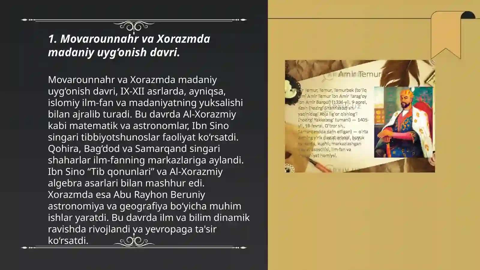 IX-XII asrlarda mamlakatimiz hududida ro‘y bergan madaniy uyg‘onish 3