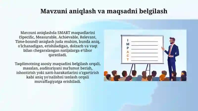 Taqdimot tayyorlash va taqdim etish usuli va vositalari 3