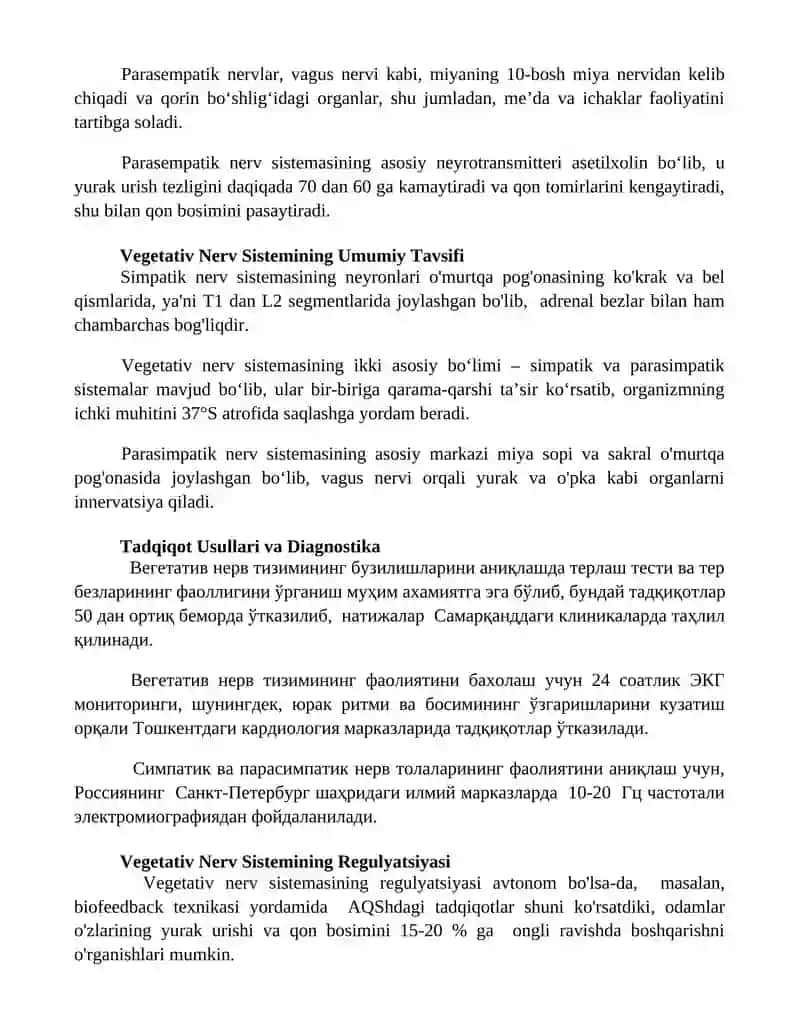 Vegetativ asab tizimining anatomiyasi va fiziologiyasi 3