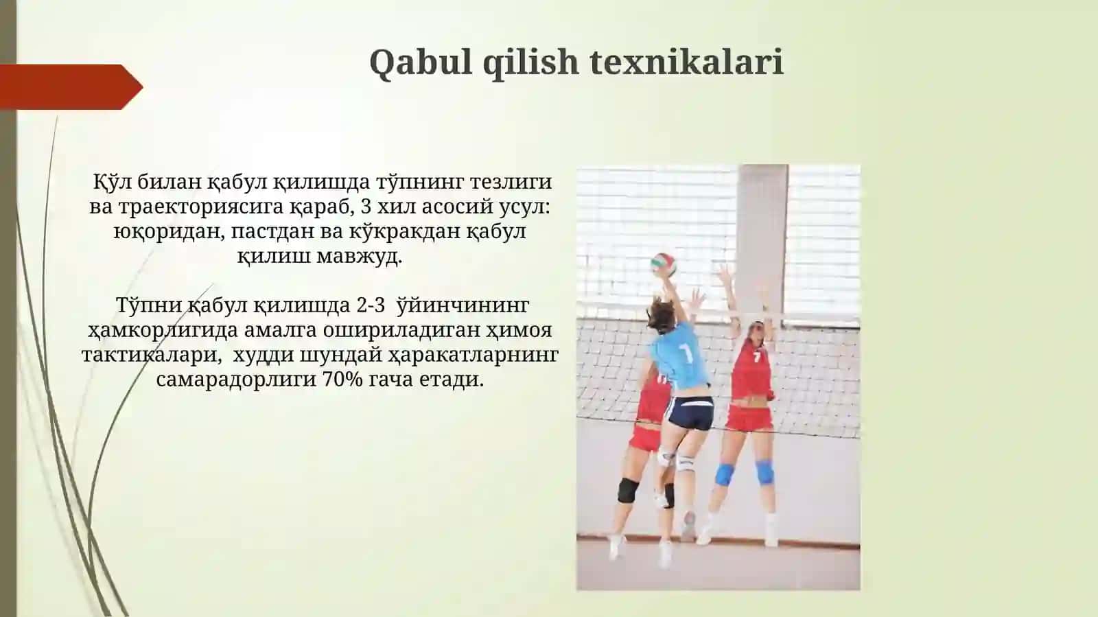 Voleybol óyin texnikasining tasnifi 3