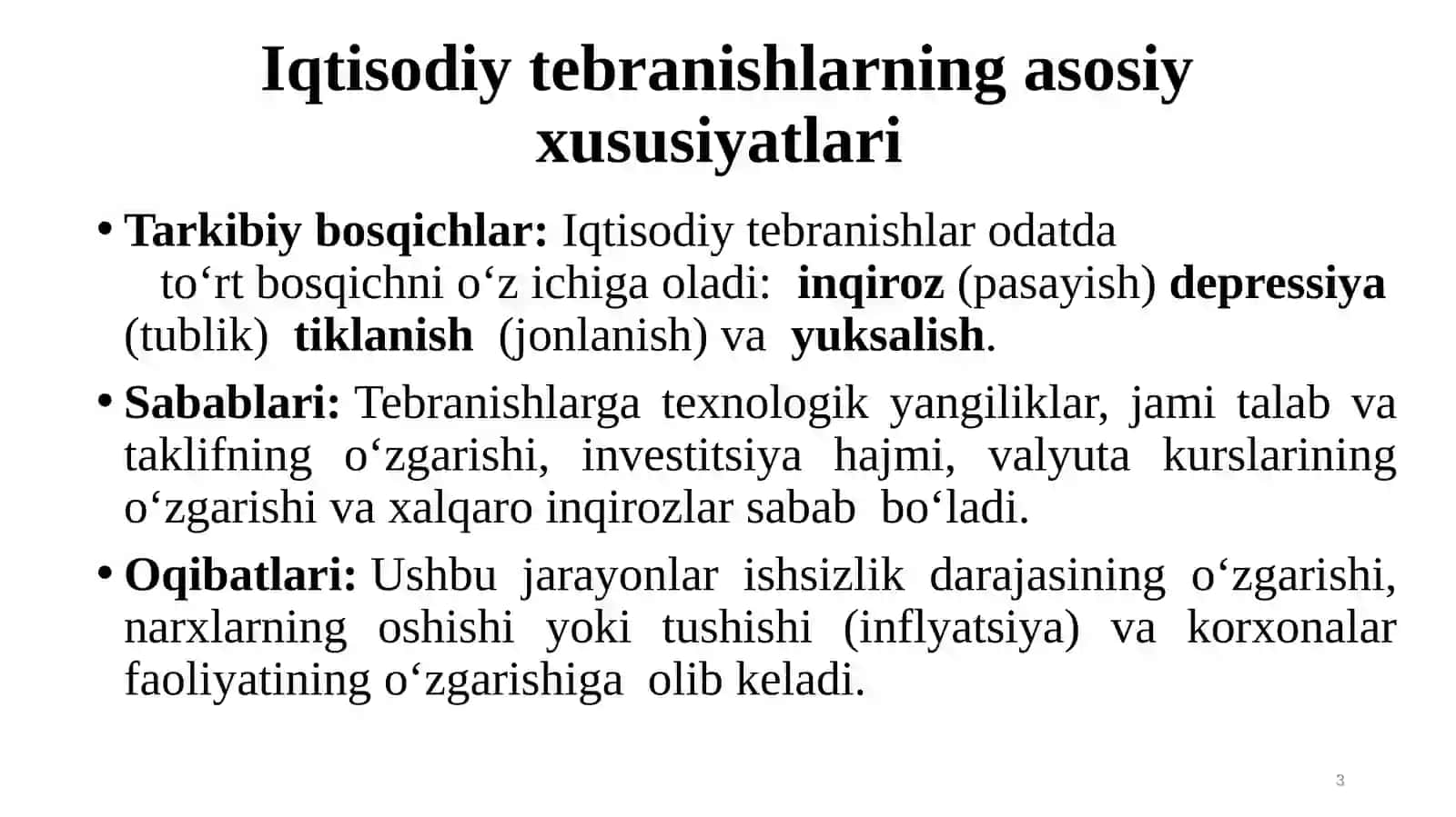 IQTISODIY TEBRANISHLAR. ISHSIZLIK 3