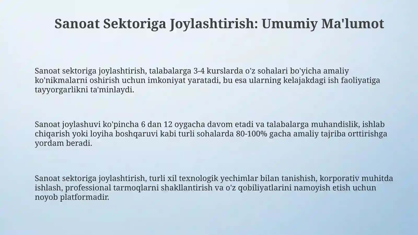 Sanoat Sektoriga Joylashtirish 3