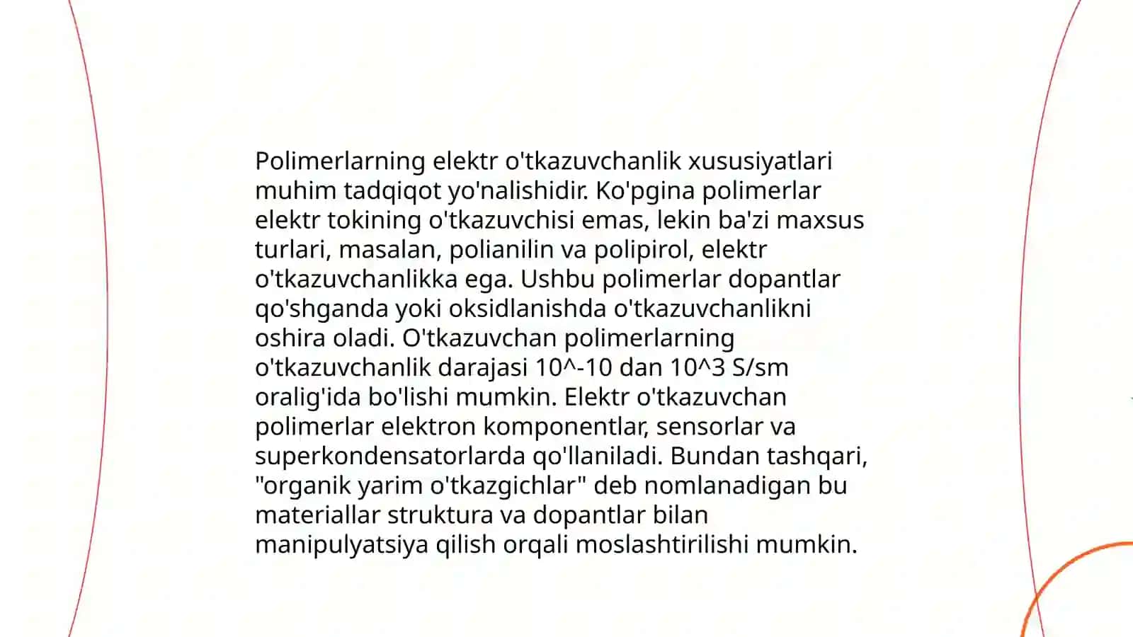 Polimerlarning elektr o'tkazuvchanlik xususiyatlari 3