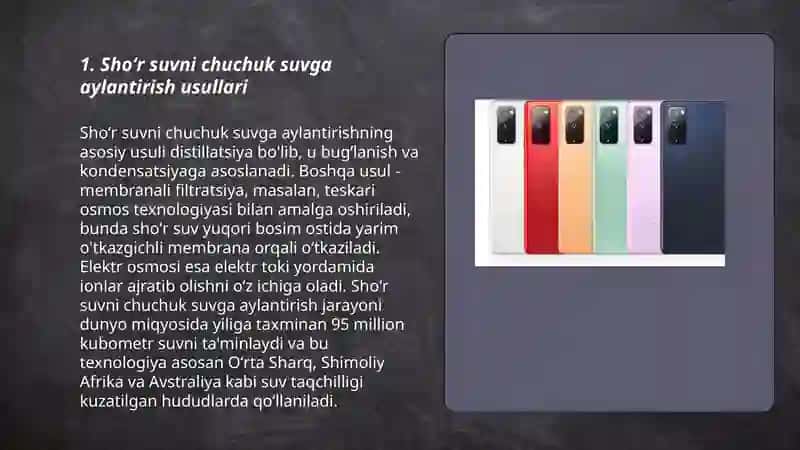 Shoʻr suvni chuchuk suvga aylantirish 3