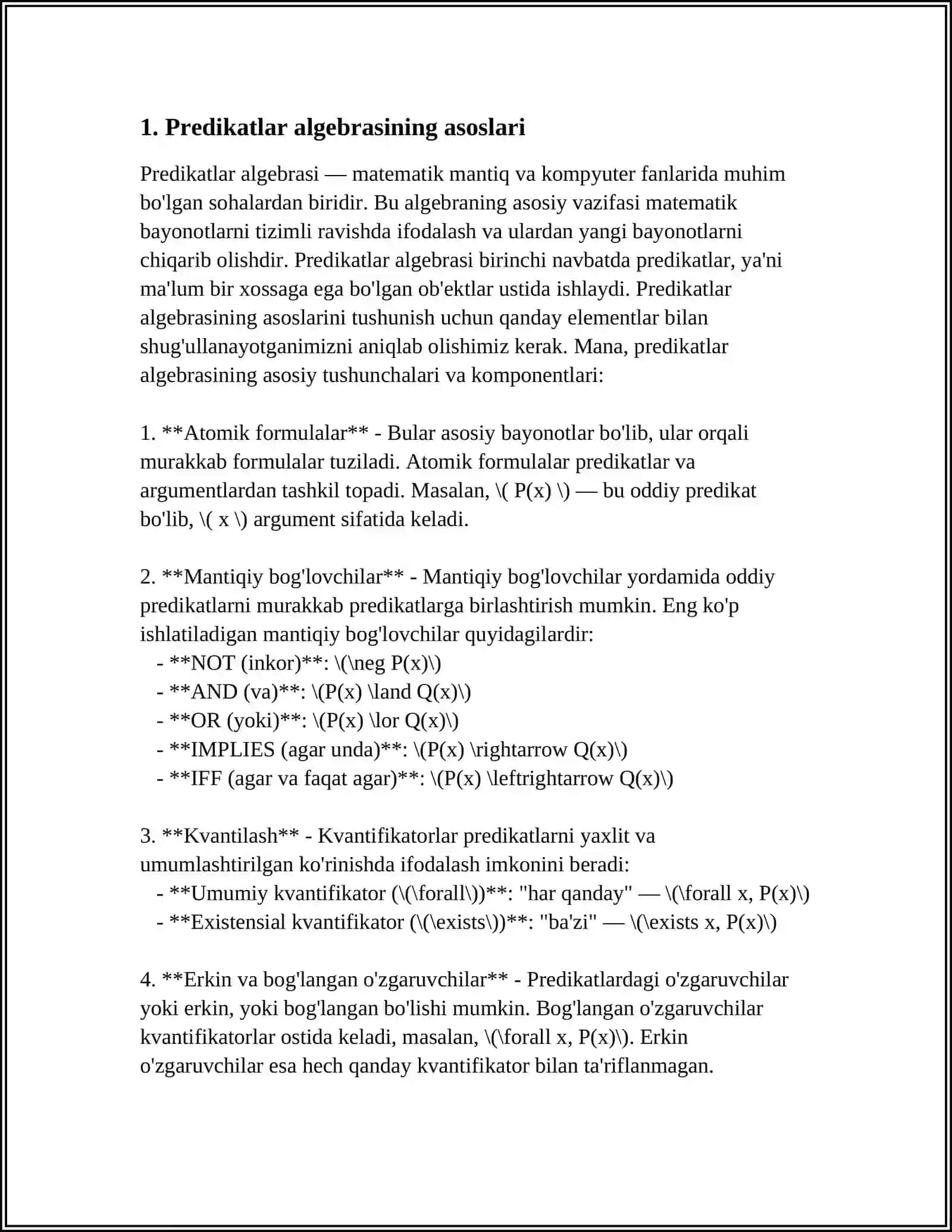 Predikatlar algebrasi 3