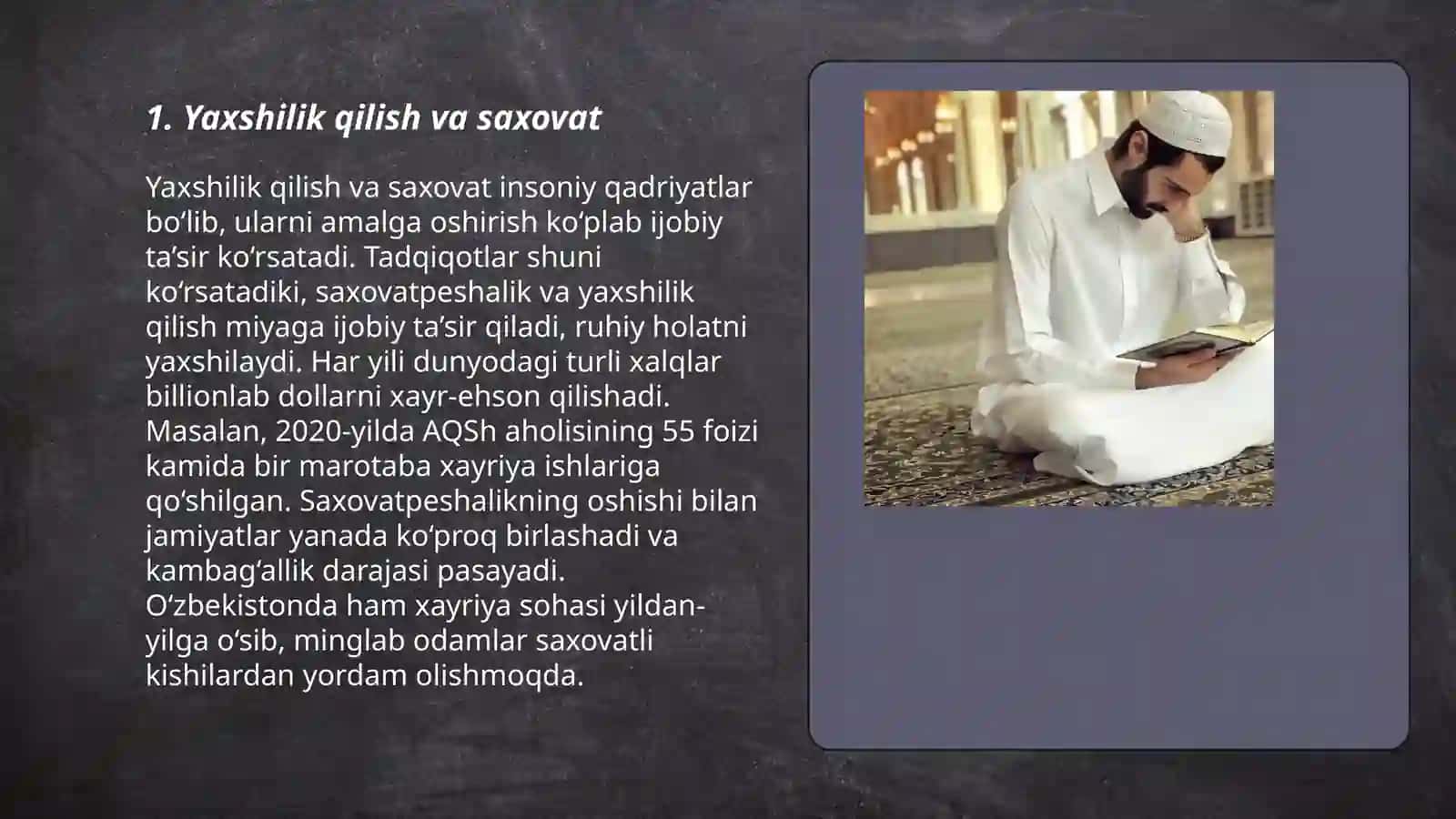Yaxshilik qilish va saxovat 3
