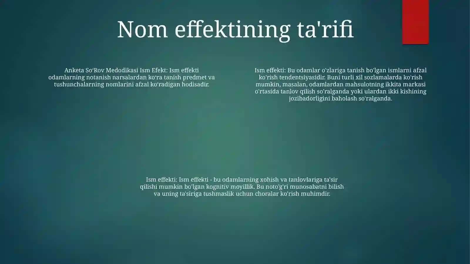 Anketa SoʻRov Medodikasi Ism Efekt 3