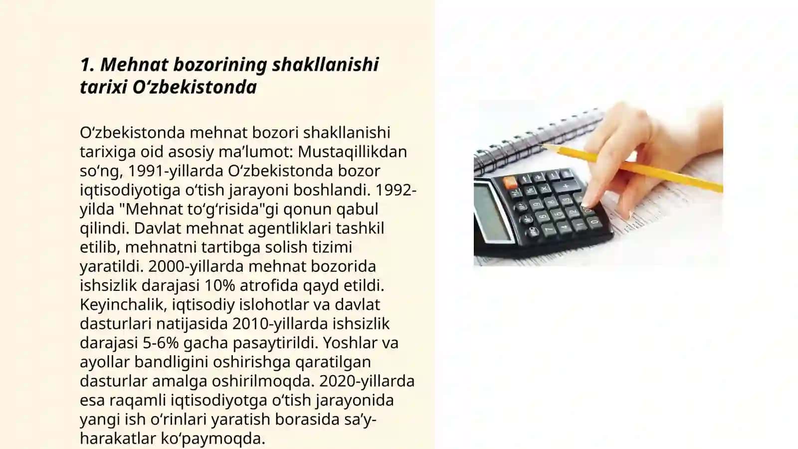 Oʻzbekiston Respublikasi mehnat bozorining shakllanishi va ishsizlikni oʻziga xos xususiyatlari 3
