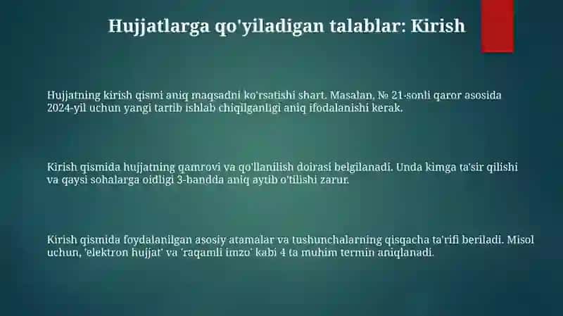Ish hujjatlari va ularga qo'yiladigan asosiy talablar, hujjat turlari 3