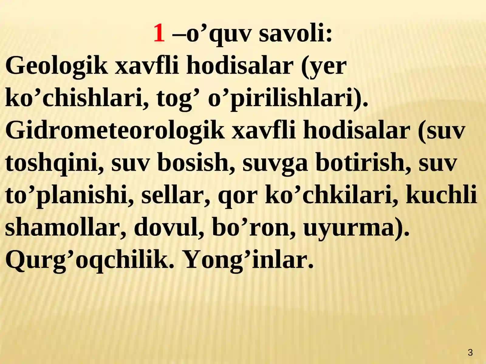 Geologik, gidrometeorologik xavflar va qurg'oqchilik 3