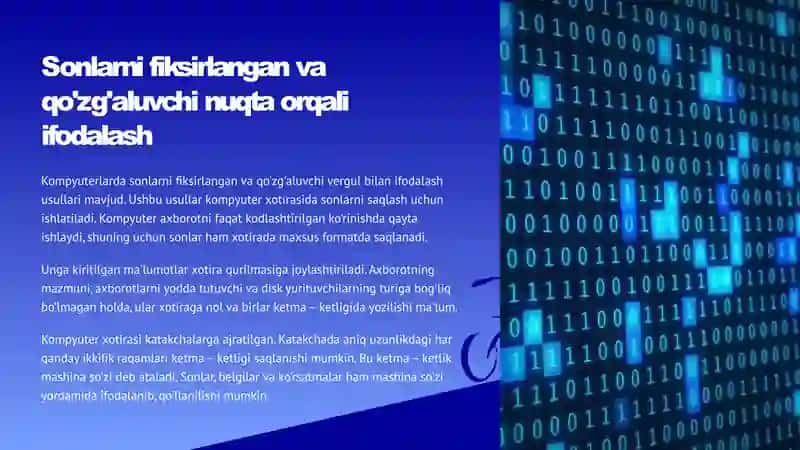 Sonlarni fiksirlangan va qo'zg'aluvchi nuqta orqali ifodalash 3