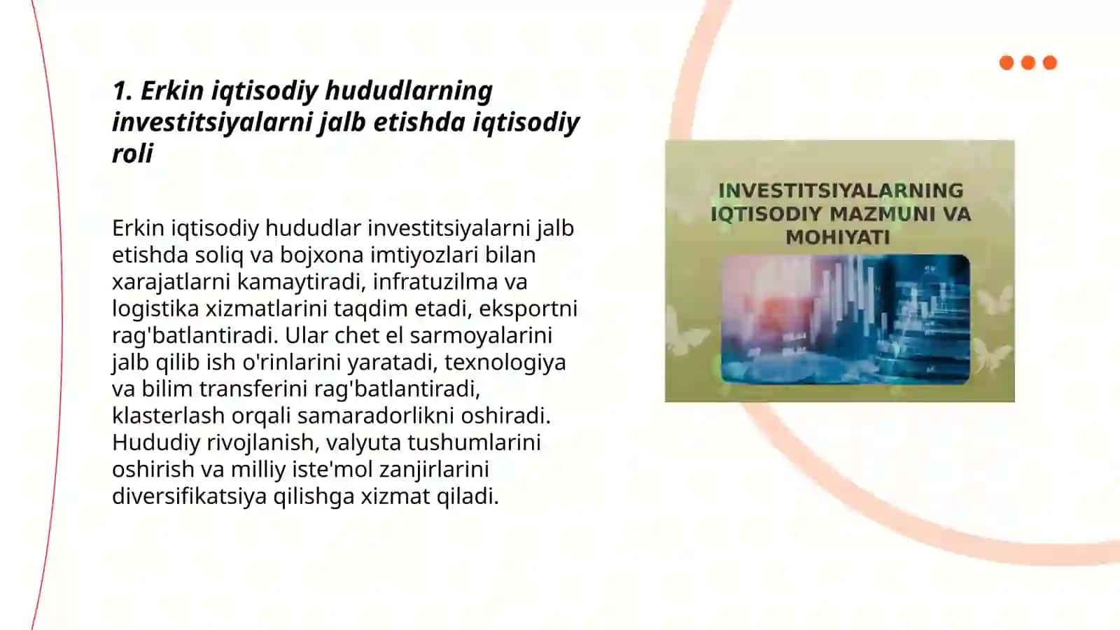 Erkin iqtisodiy hududlarning investitsiyalarni jalb etishda iqtisodiy roli 3
