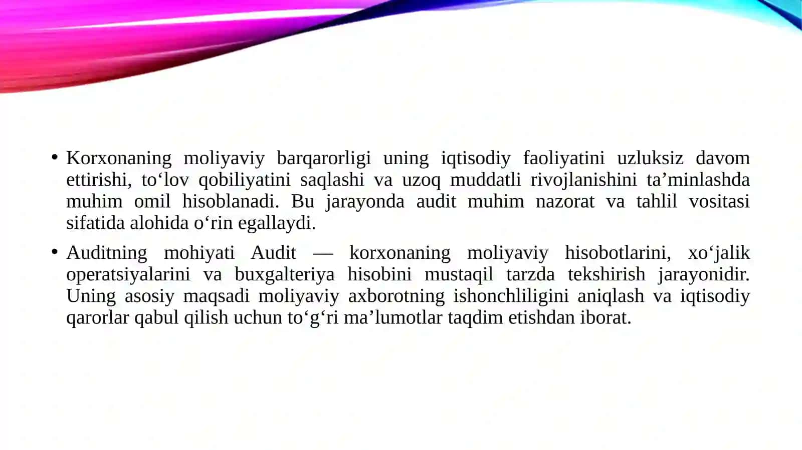 KORXONA MOLIYAVIY BARQARORLIGINI TA’MINLASHDA AUDITNING ROLI 3