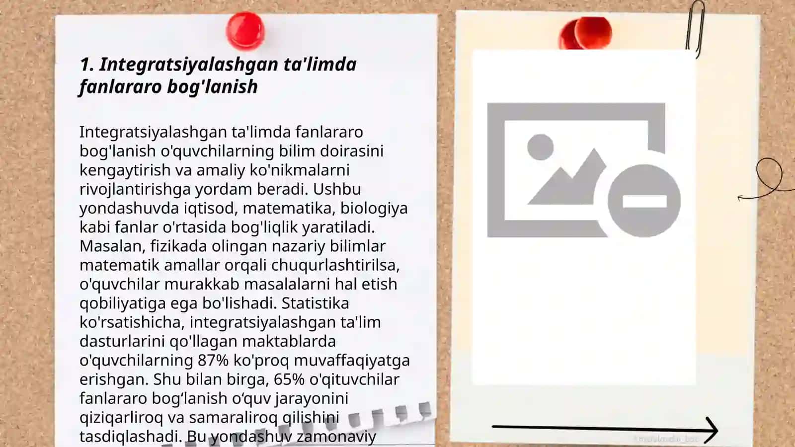 Integratsiyalashgan darslarni tashkil etishning samaradorligi 3