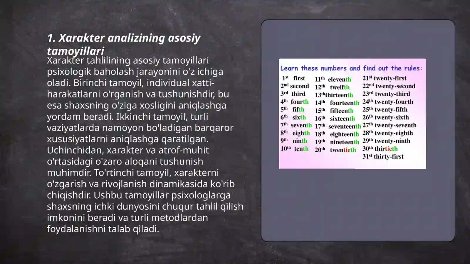 Monologlarni o'qishda xarakter xususiyatlarini berish yo'llari 3