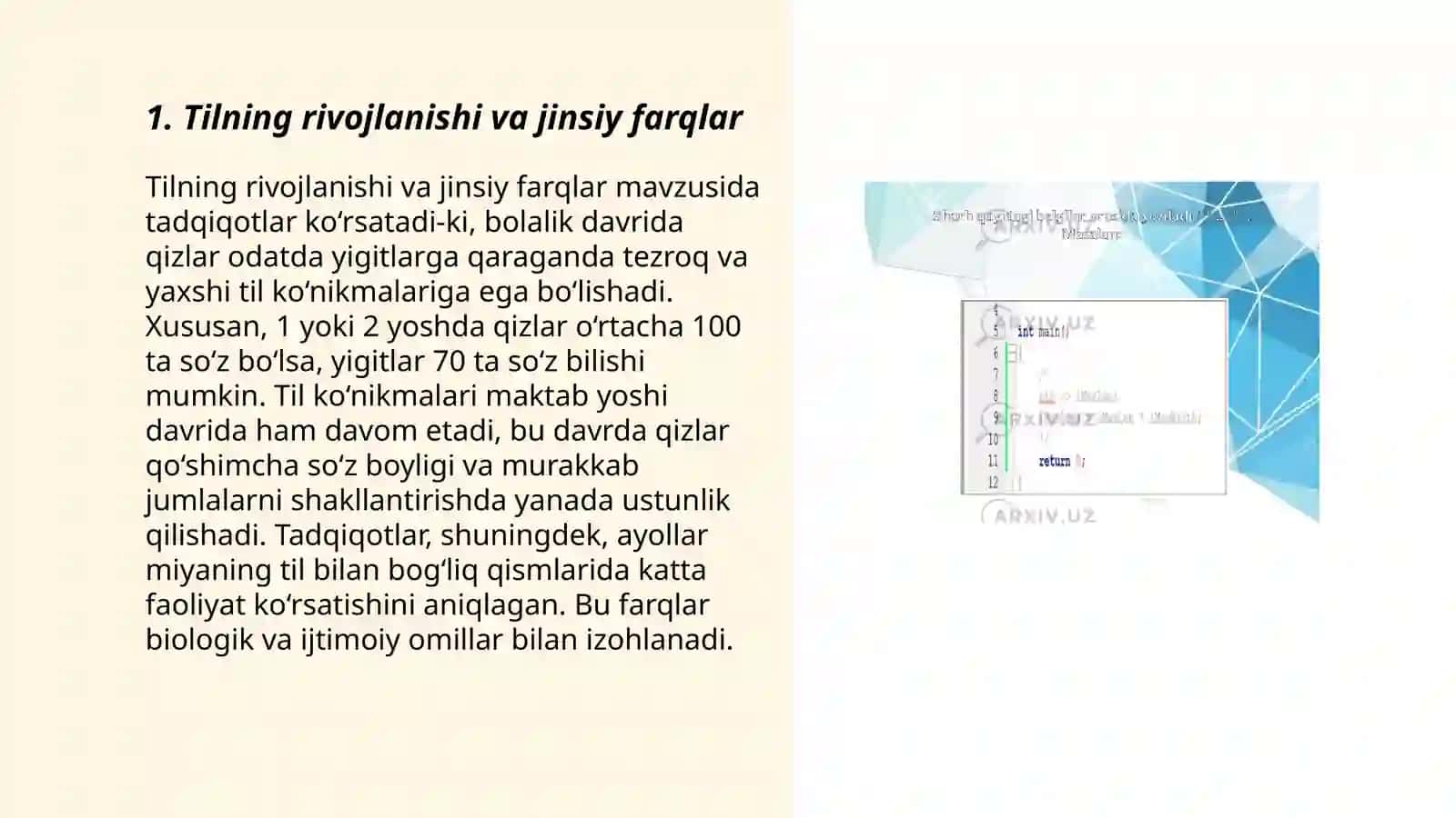 Tilning rivojlanishi va jinsiy farqlar 3