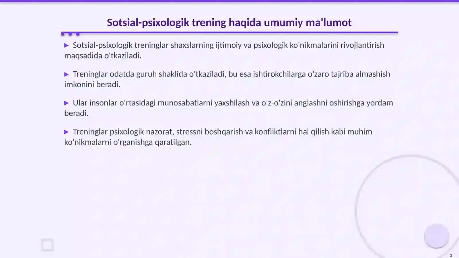 Sotsial-psixologik trening: Foyda va Amaliyot 3