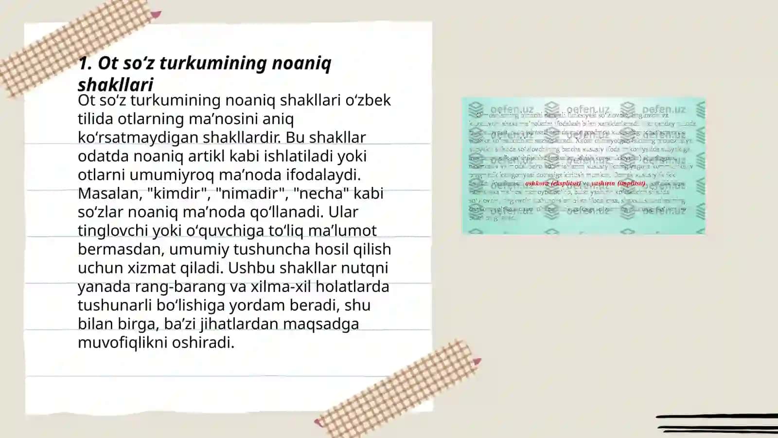 Ot soʻz turkumining nokatigoriyal shakllari 3