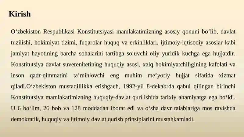 O‘zbekiston Respublikasi Konstitutsiyasining tuzilishi va o‘ziga xos xususiyatlari 3