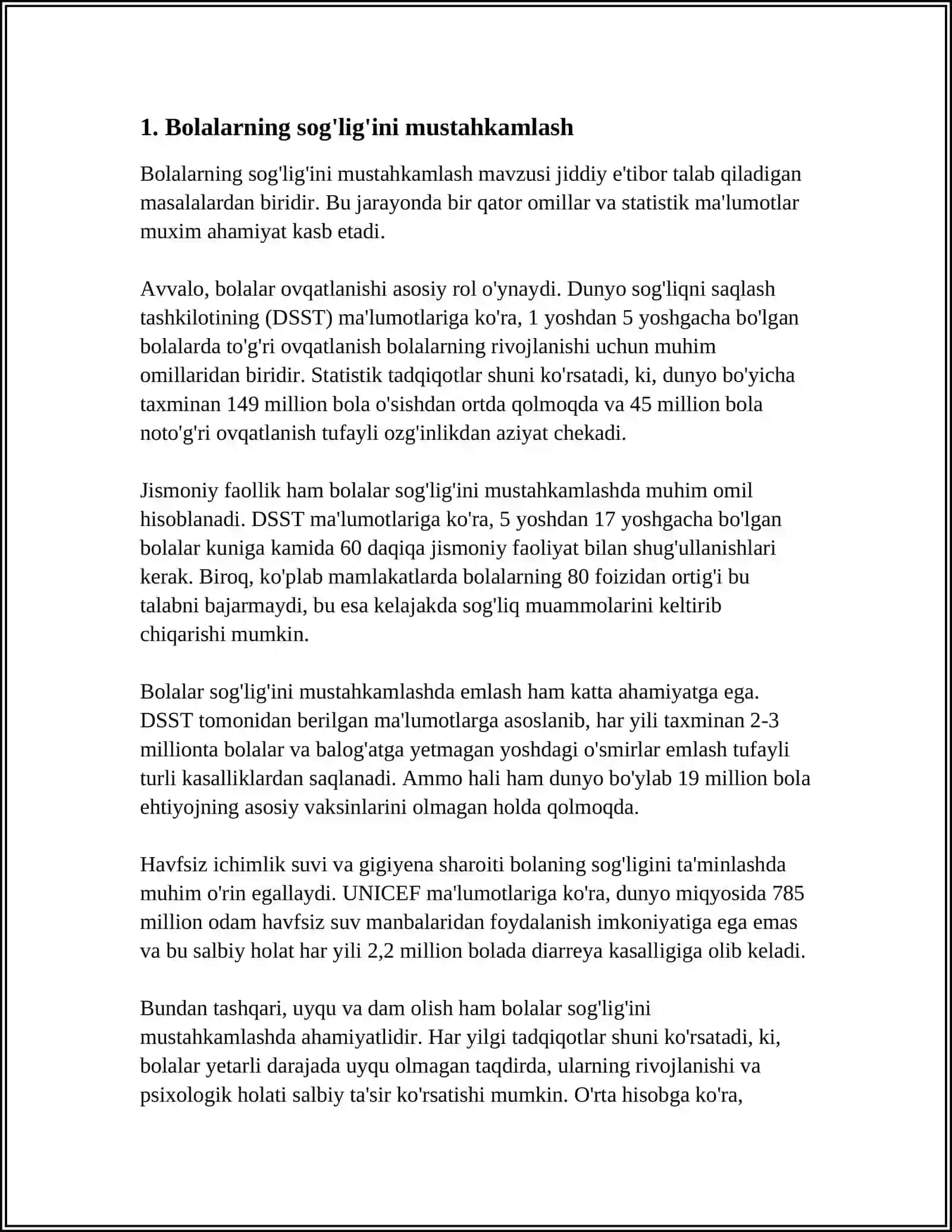 BOLALAR BILAN JISMONIY DAQIQA OLIB BORISH AVZALIKLARI 3