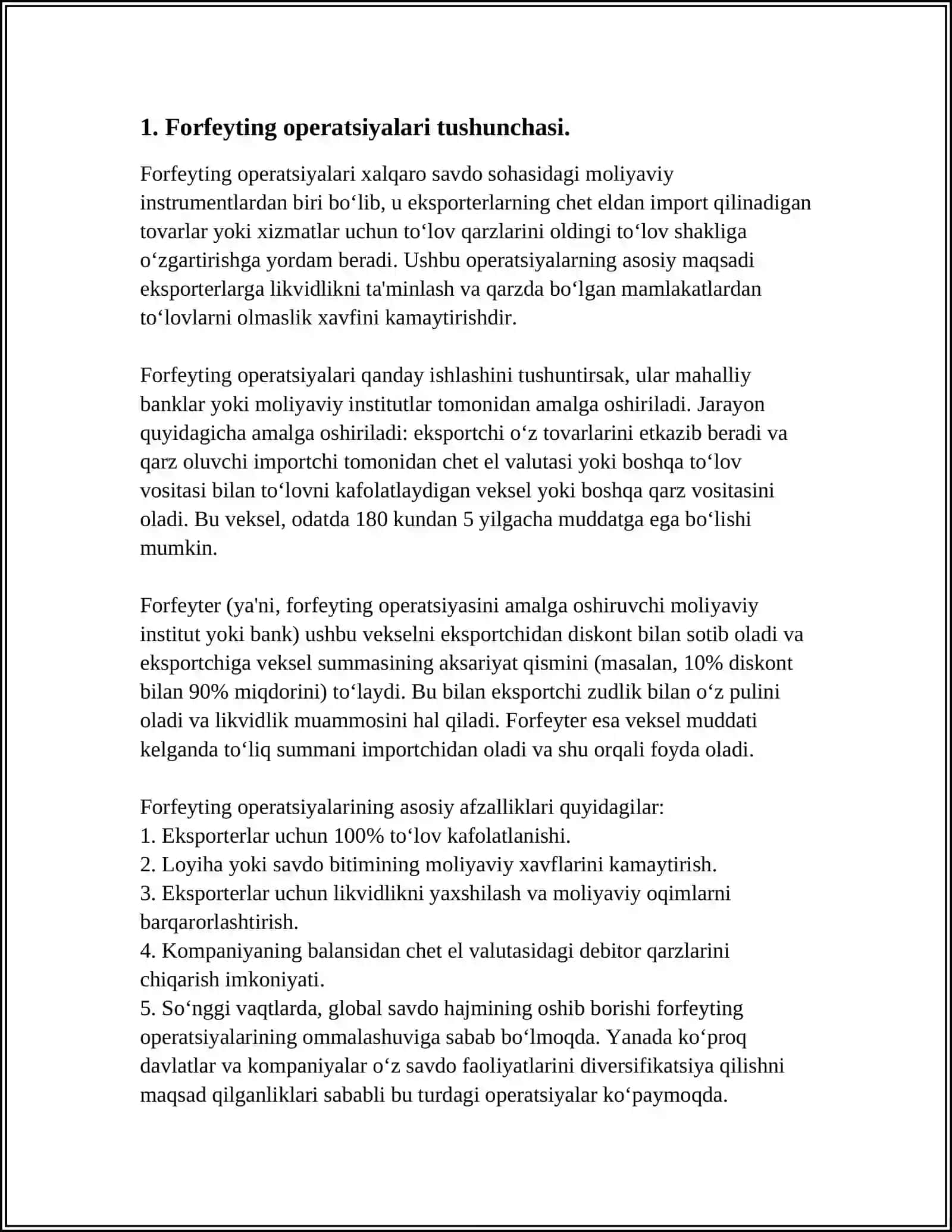 TIJORAT BANKLARINING FORFEYTING OPERATSIYALARI 3