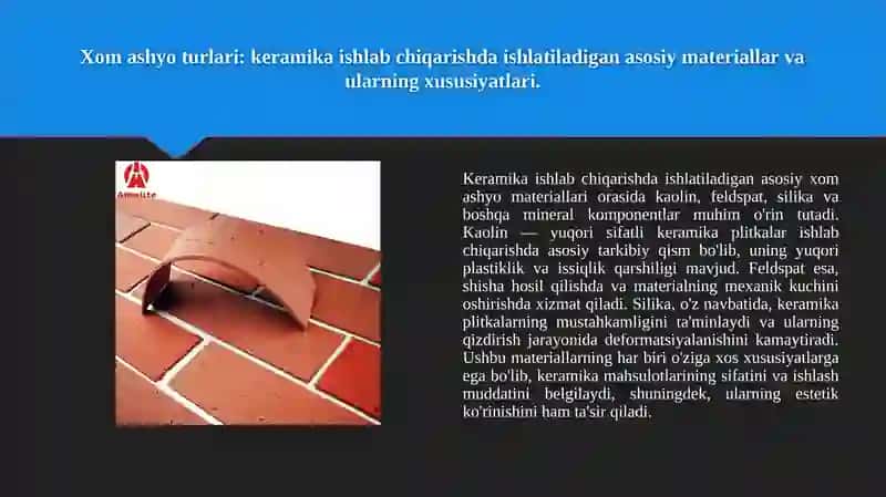 Keramik plitkalar uchun xom ashyo materiallari 3