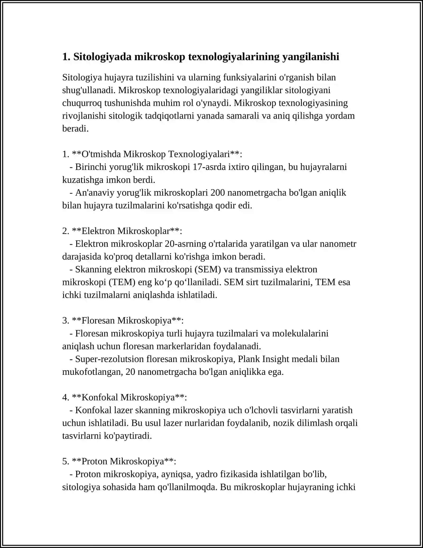 BUGUNGI KUNDA SITOLOGIYA FANINING YUTUQLARI MUAMMOLARI VA YURUQLARI 3