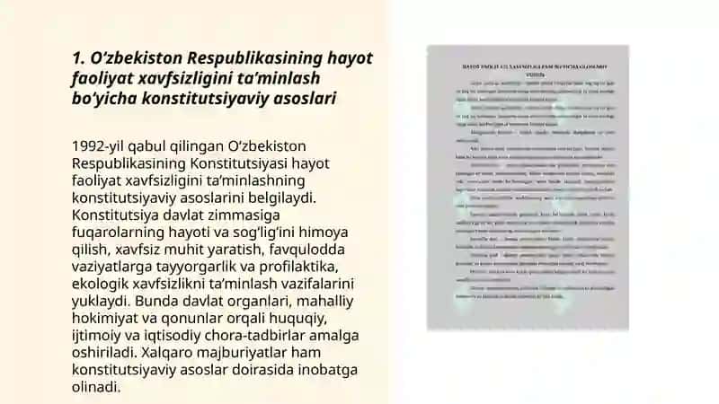 O‘zbekiston Respublikasida hayot faoliyat xavfsizligini ta’minlash bo‘yicha qabul qilingan qonun va me’yoriy hujjatlar tizimi 3