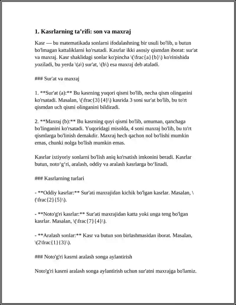 KASRLAR. O’NLI KASRLAR. CHEKSIZ DAVRIY O’NLI KASRLAR 3