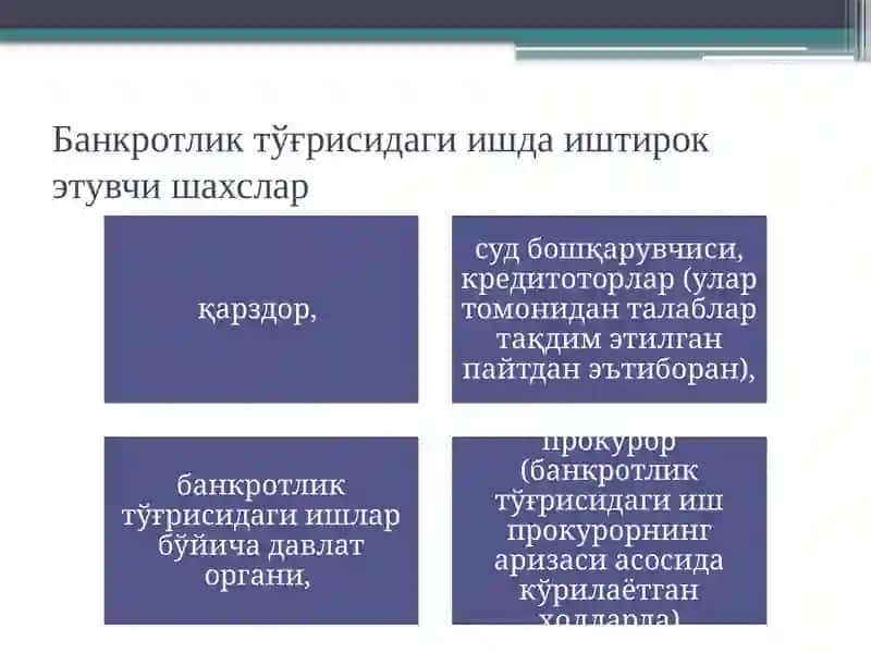 Тўловга қобилиятсизлик (банкротлик) муносабатлари субъектлари 3