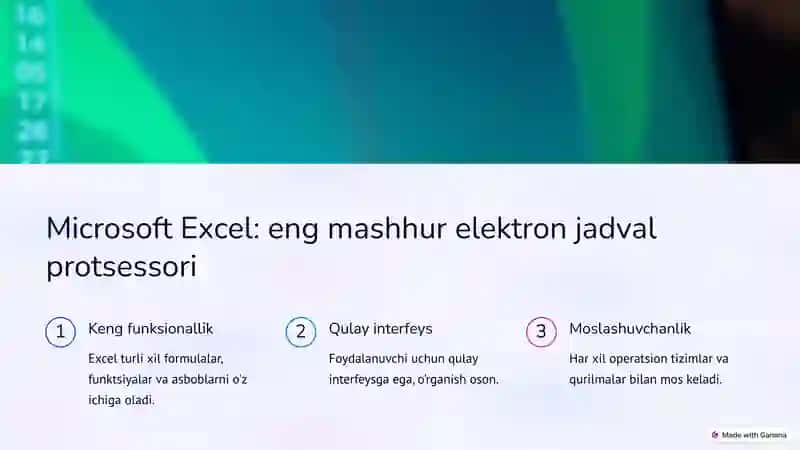 Elektron jadval protsessorlarining zamonaviy ahamiyati 3
