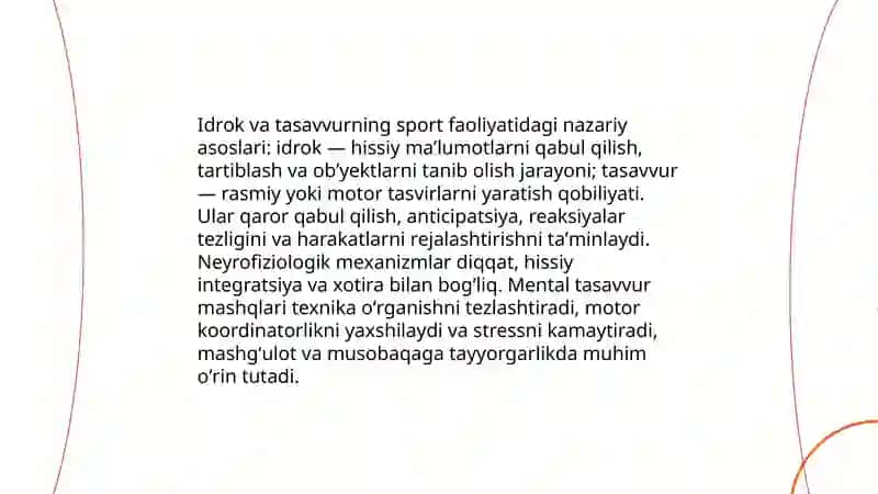 Idrok tassavur hayol va uning sport foliyatidogi oʻrni 3