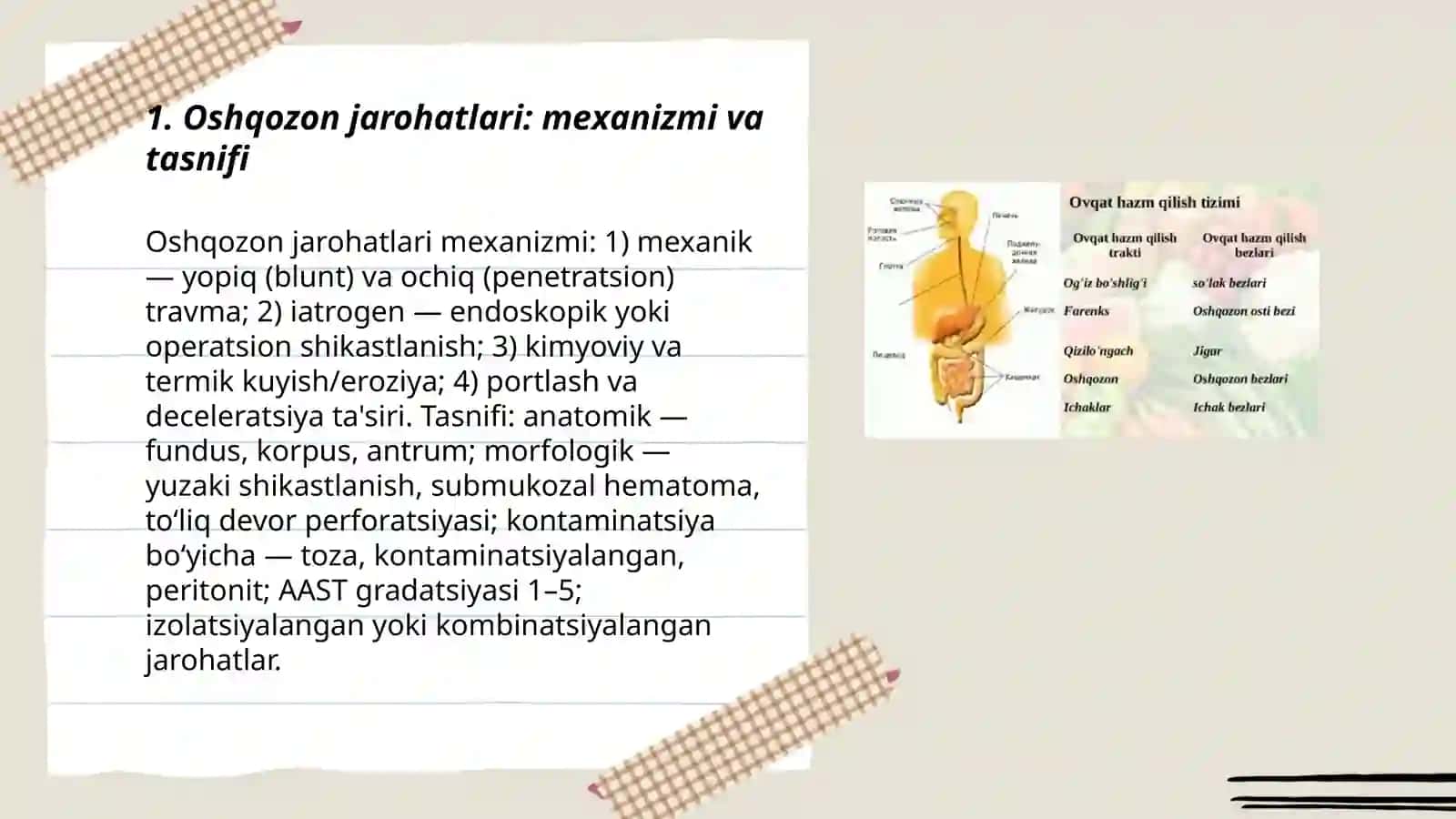 Oshqozon ichak yo‘llari, jigar va taloq jarohatlari 3