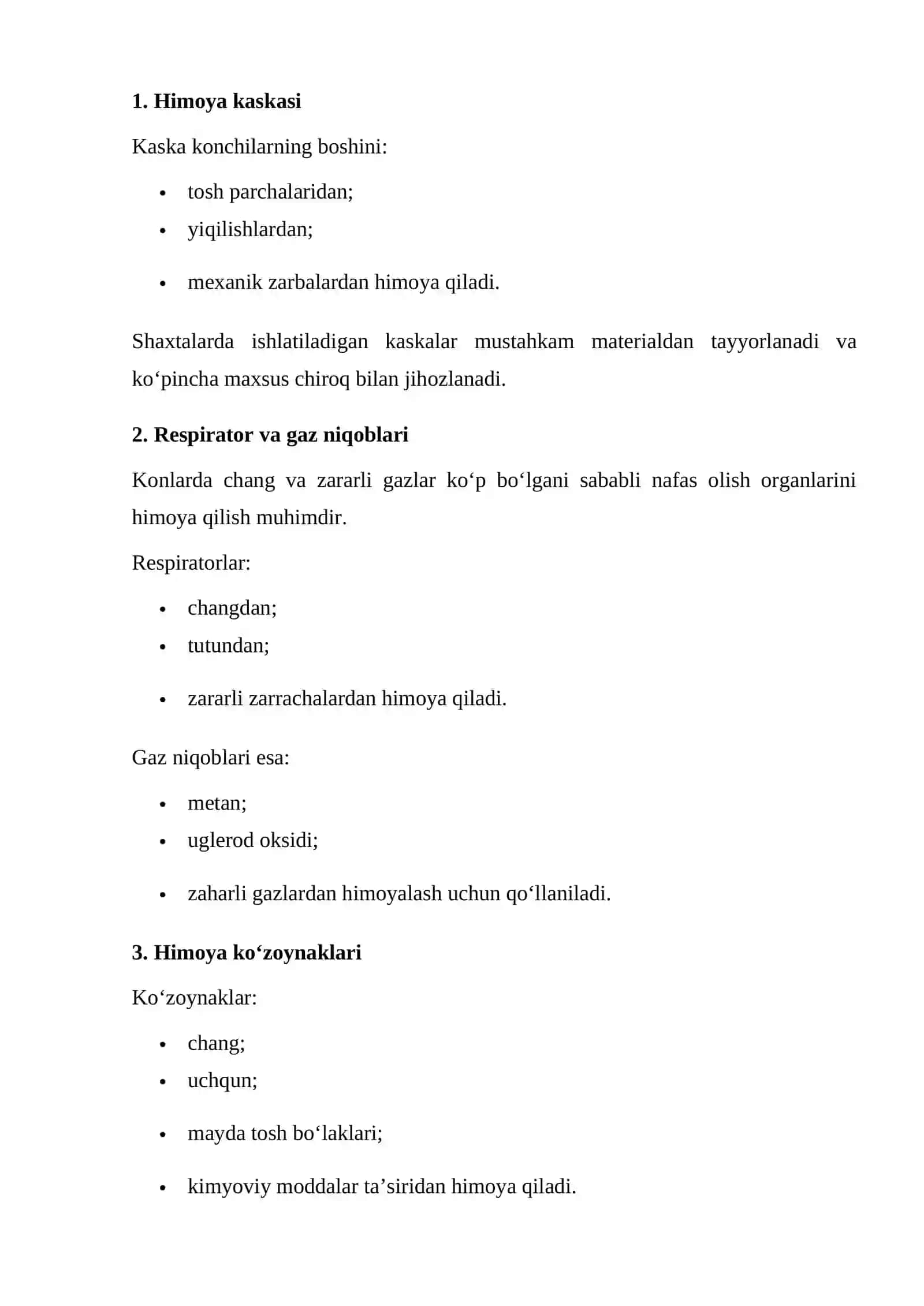 Konchilikda ishlatiladigan shaxsiy himoya vositalari 3