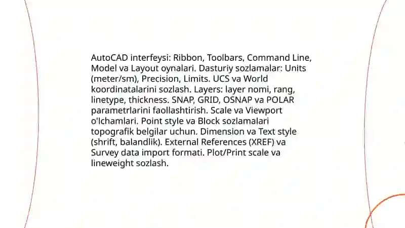 AUTO CAD da topografik plan tuzish 3