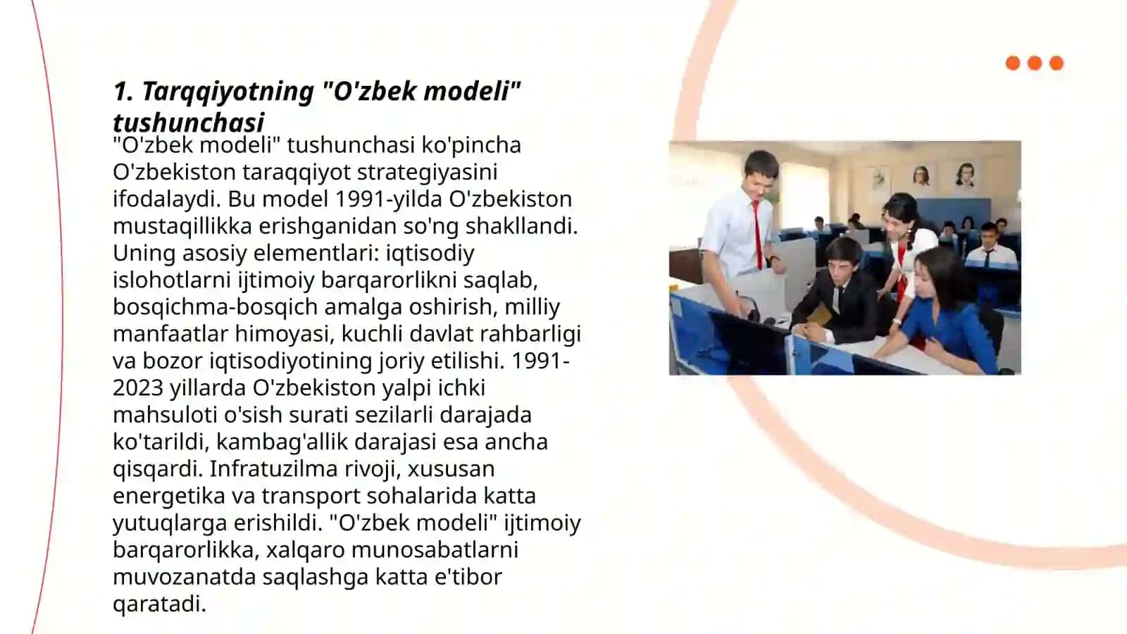 Tarqqiyotning "O'zbek modeli" va uning o'ziga xos xususiyatlari 3
