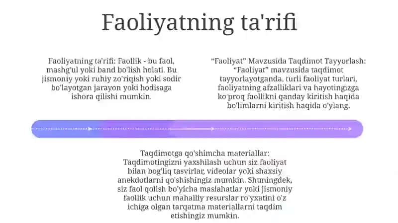 "Faoliyat" Mavzusida Taqdimot Tayyorlash 3