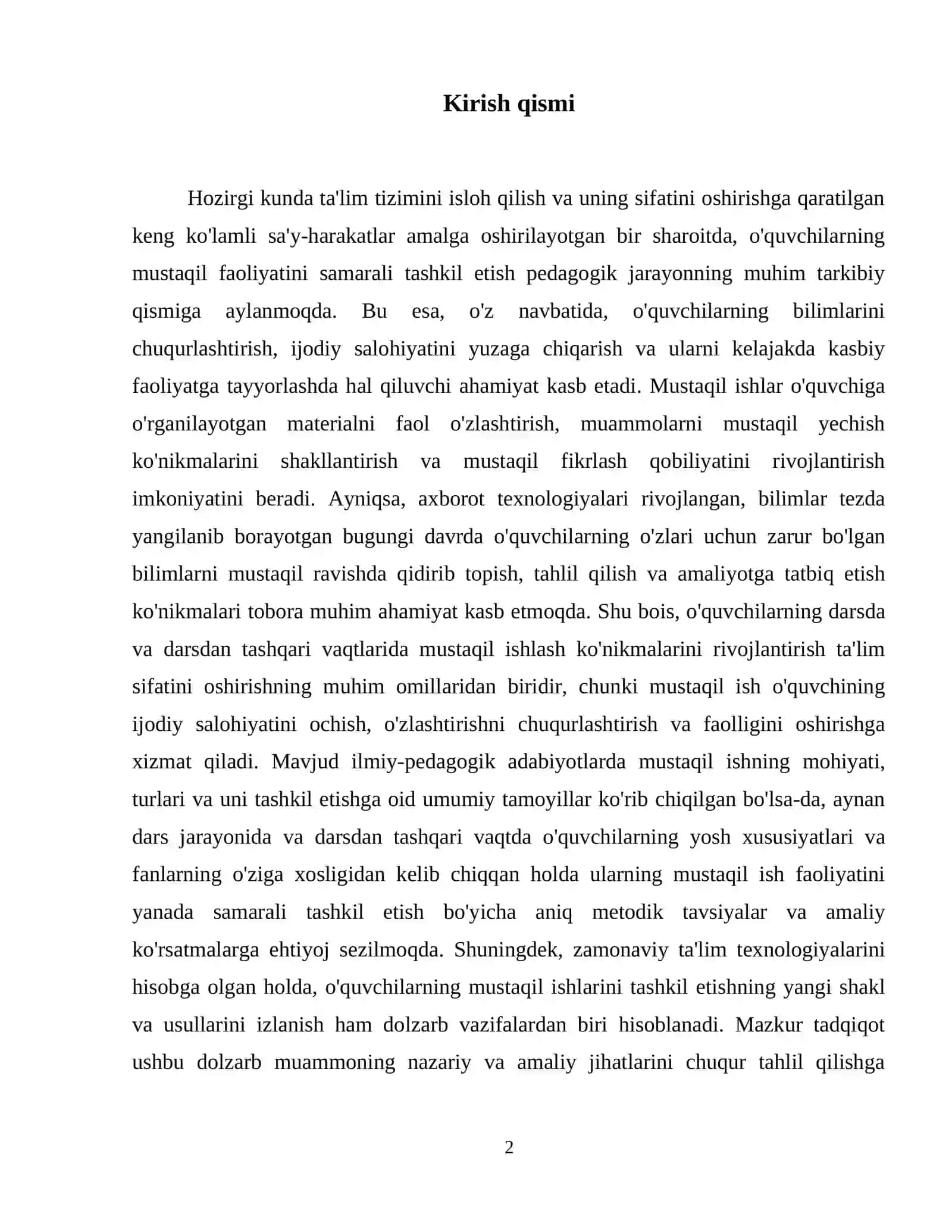 Oʻquvchilarning darsda va darsdan tashqari vaqtlarida mustaqil ishlari 3
