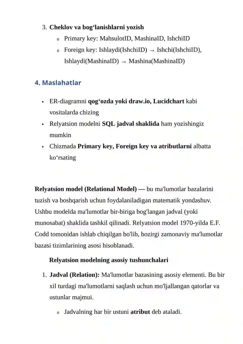 Koddning relyatsion modeli 3