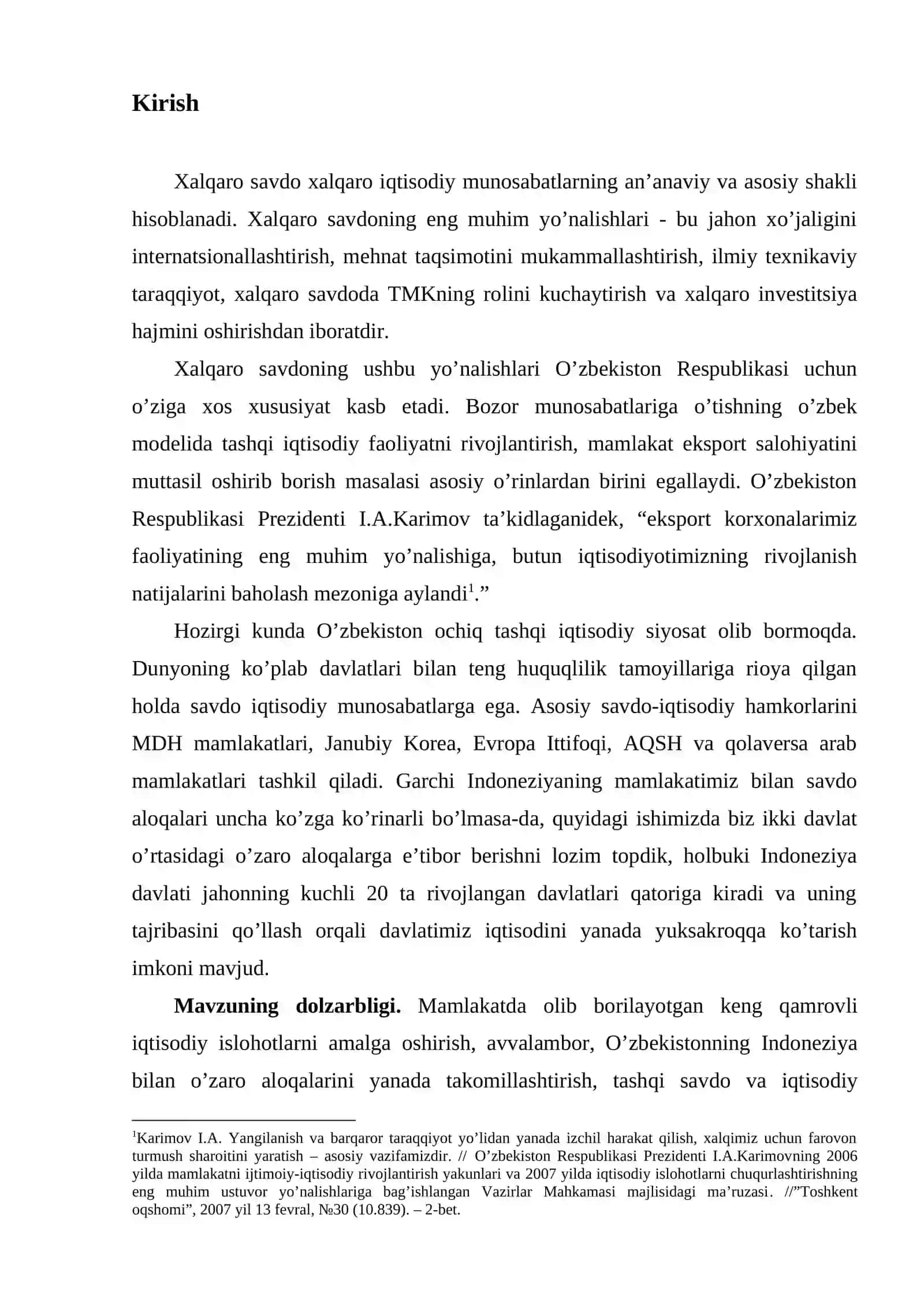 O’ZBEKISTON VA INDONEZIYA O’RTASIDAGI SAVDO-IQTISODIY ALOQALAR: HOZIRGI HOLATI VA RIVOJLANISH ISTIQBOLLARI 3