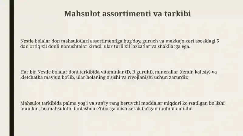 Mahsulot Assortimenti va Tavsifi 3