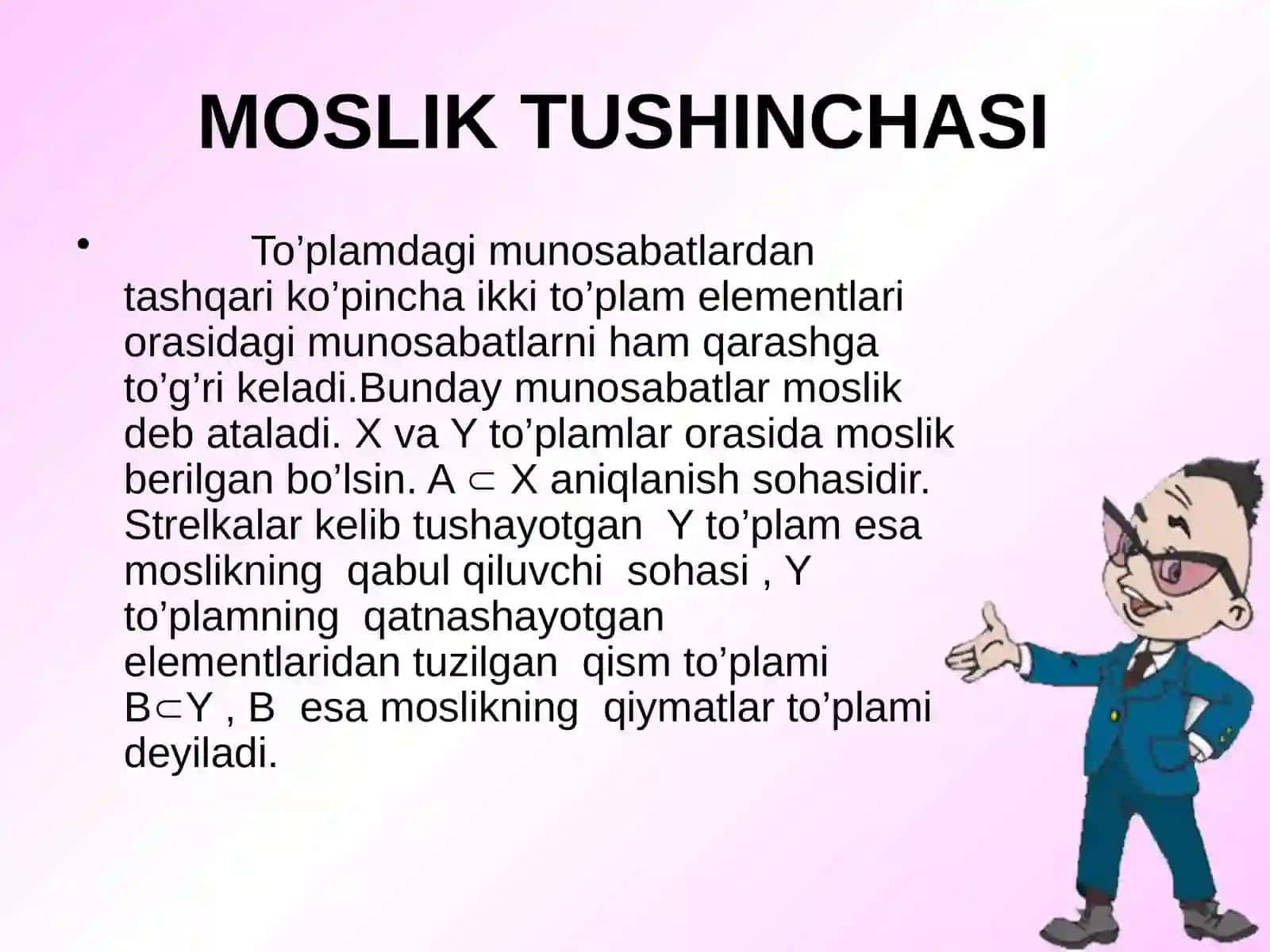 Moslik va munsbatga oid misolar 3